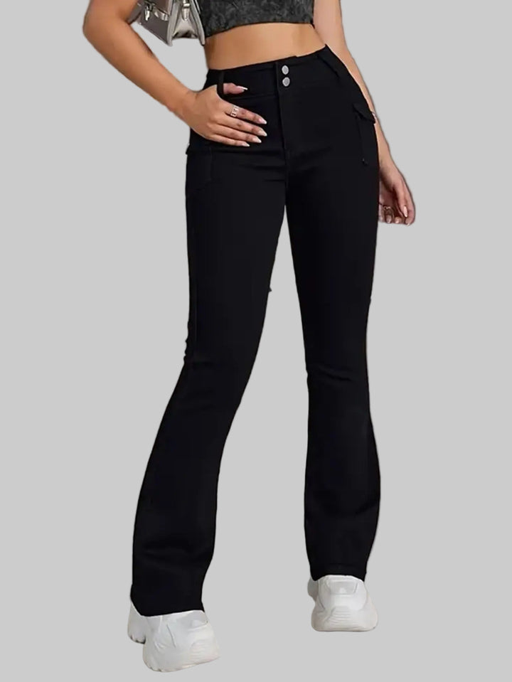 Trendy Vintage-Inspired Black Goth Flare Jeans