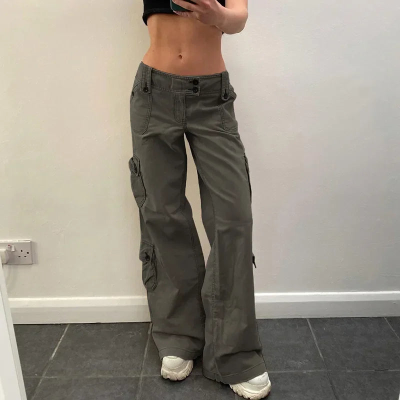 Y2K Low Waist  Denim Cargo Pants
