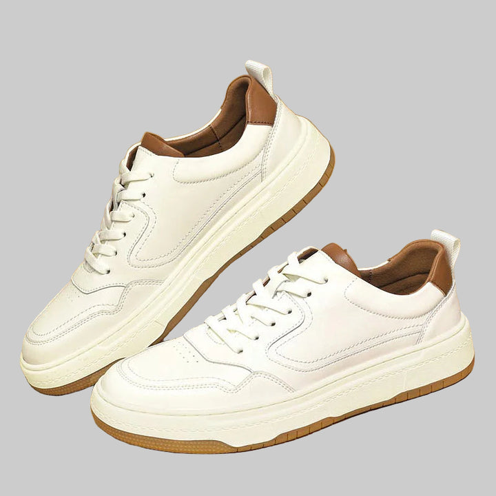 Breathable Lightweight Leather Panel Sneakers