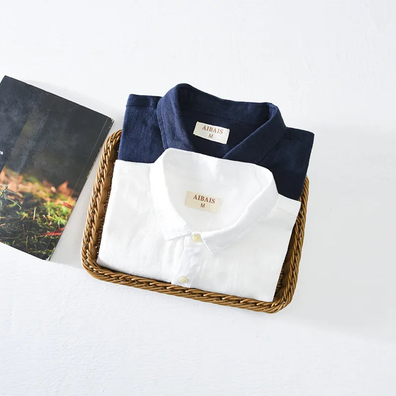 Linen Long Sleeve Pullover Shirt