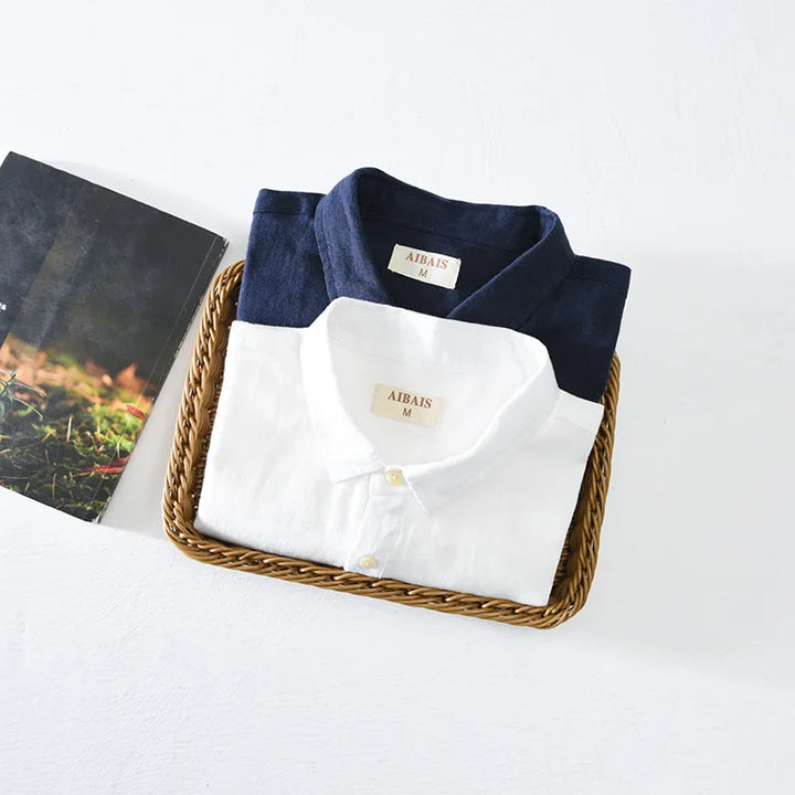 Linen Long Sleeve Pullover Shirt