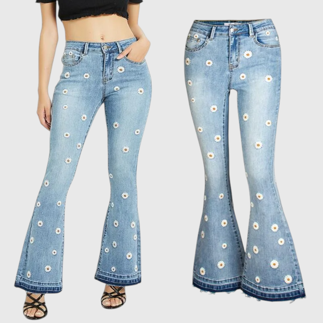 Flared Jeans with Embroidery