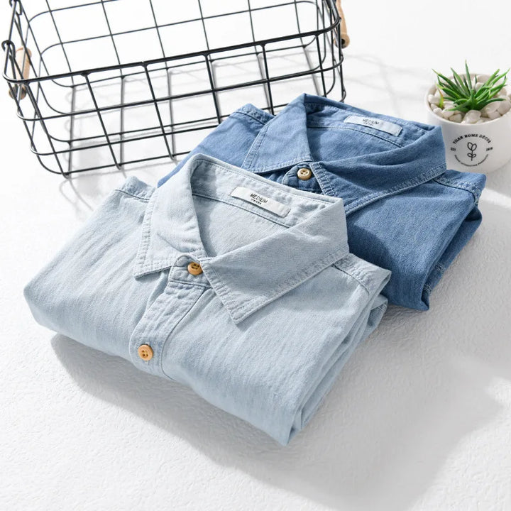 Lightweight Short-Sleeve Denim Shirt