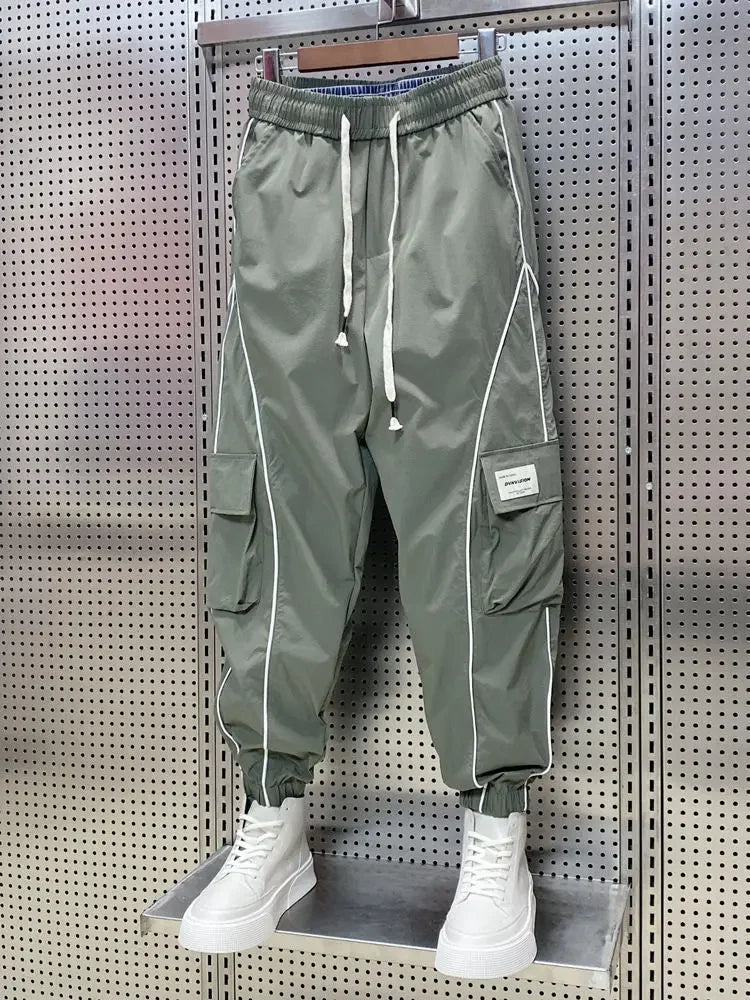 Spliced Cargo Pants - Wide Leg Design