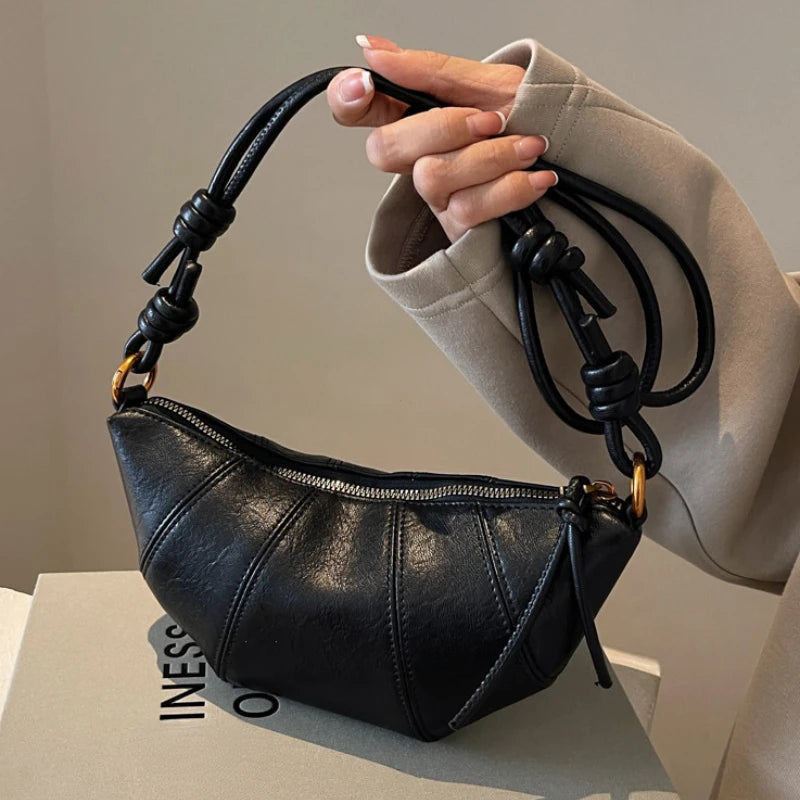 Retro Trend Solid Color Splicing Leather Shoulder Bag