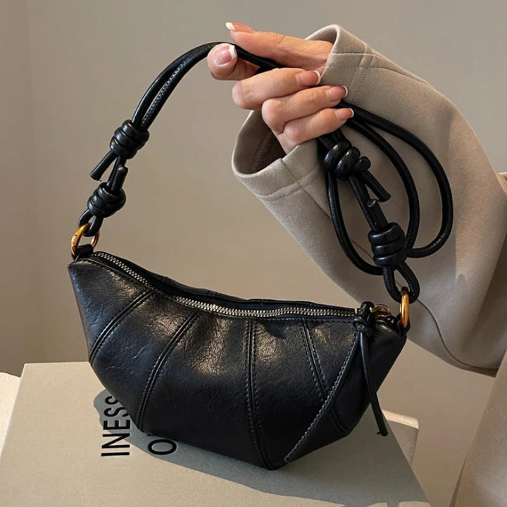 Retro Trend Solid Color Splicing Leather Shoulder Bag