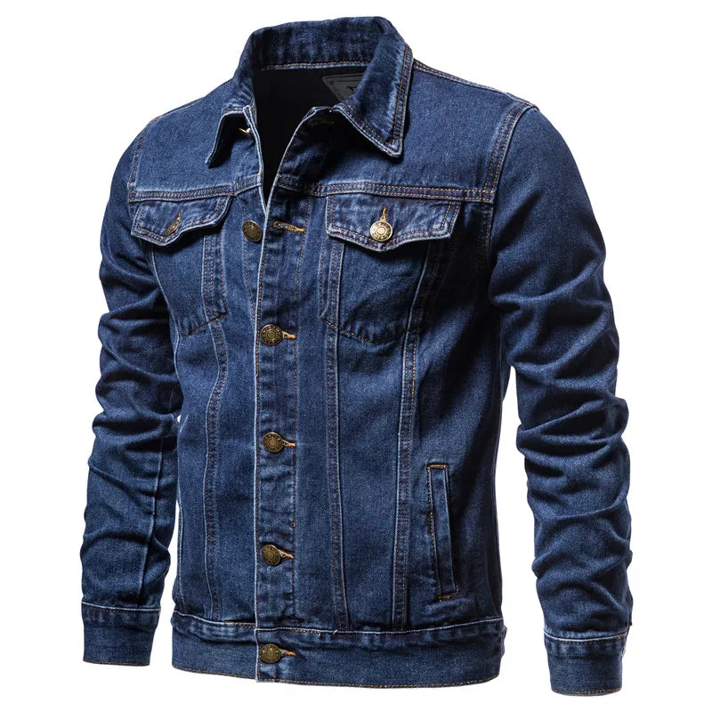 Solid Vintage Motorcycle Denim Jacket