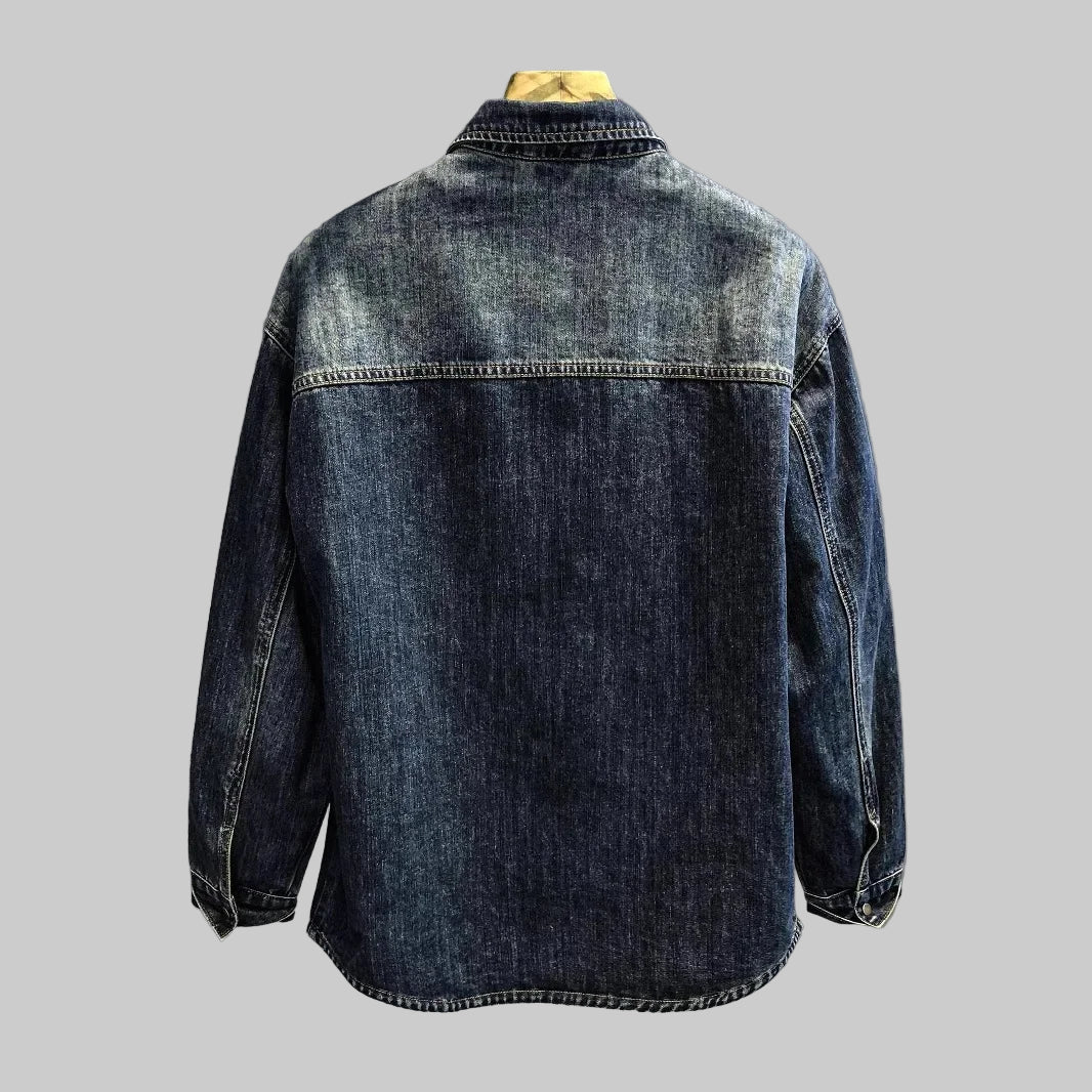 Vintage Washed Heavyweight Long Sleeve Denim Shirt