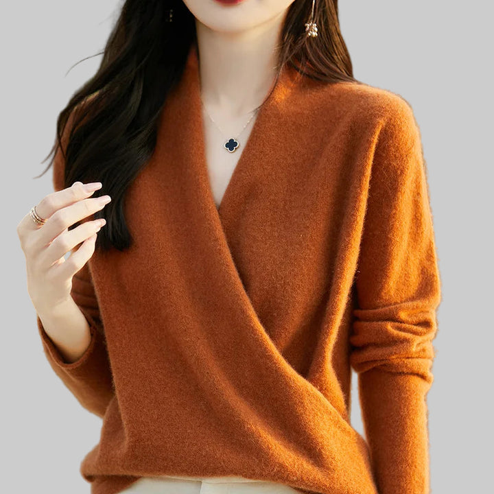 100% Pure Wool Knitted V-Neck Sweater