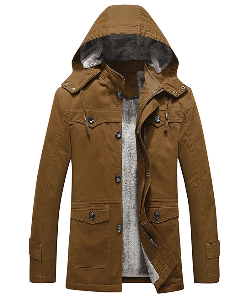 Thick Cotton Padded Multi-Pocket Military Cargo Parka