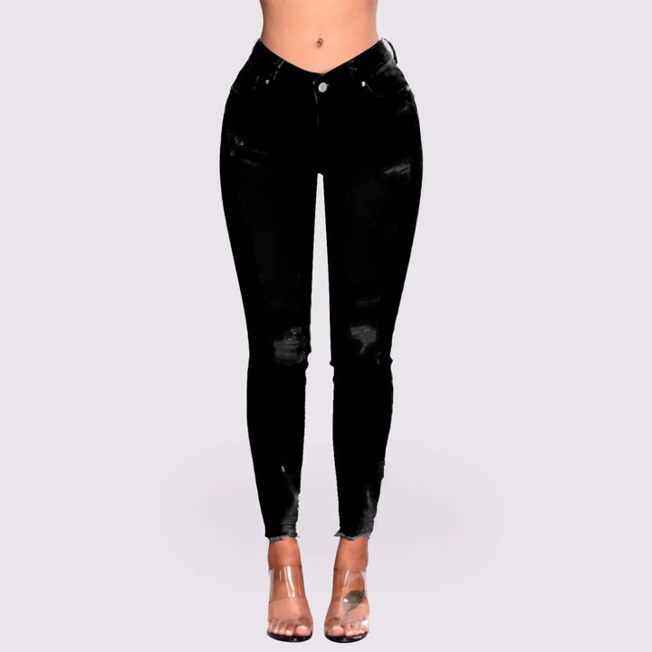 High-Waisted Ripped Skinny Jeans