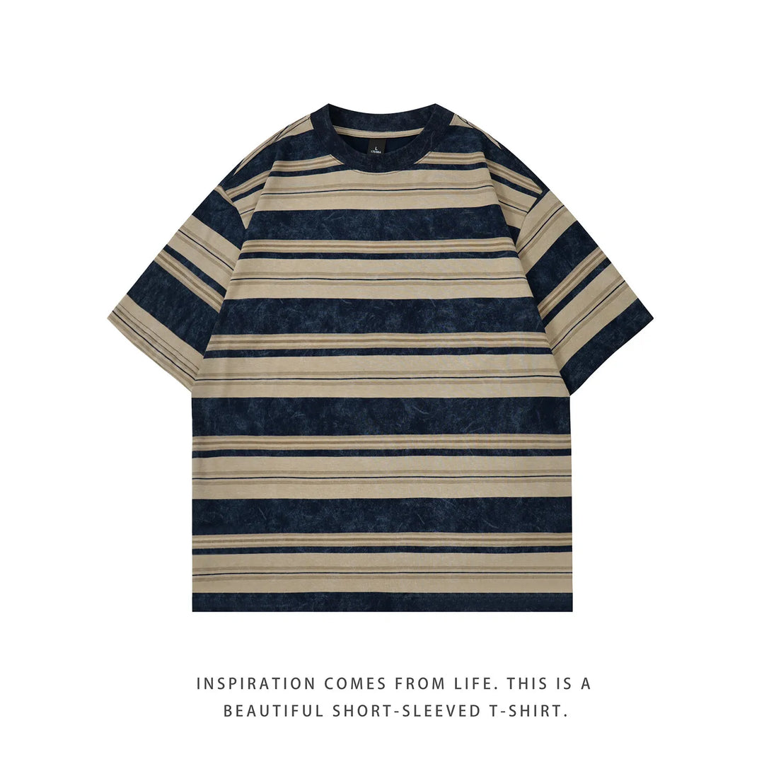 Hip Hop Tie Dye Vintage Striped Oversized T-Shirt