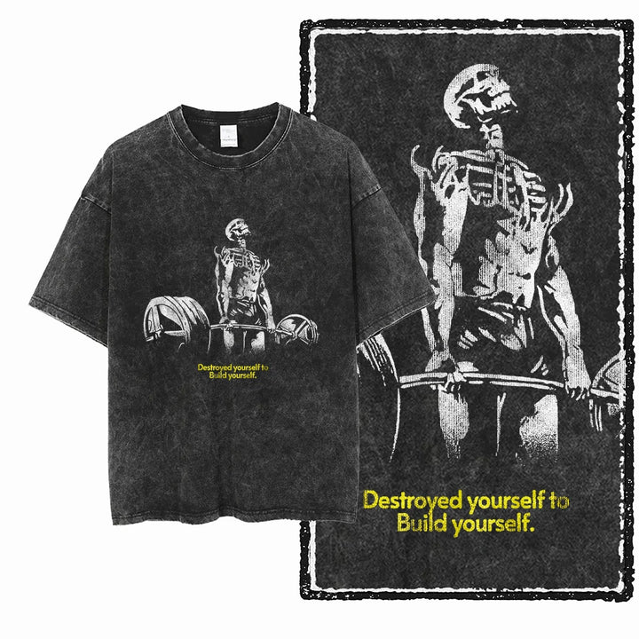 Skull Graphic Acid Washed Tees
