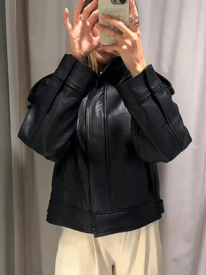 Retro Autumn Texture Leather Jacket