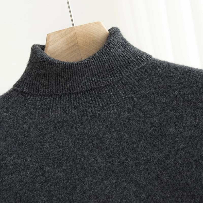 100% Merino Wool Turtleneck Pullover Sweater