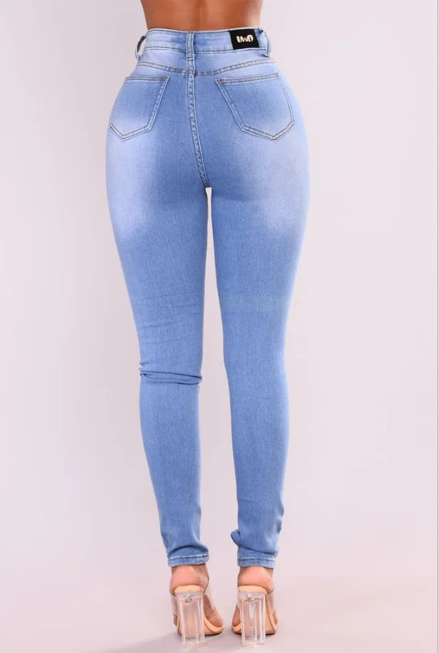 High-Waisted Bleached Distressed Skinny Ankle Jeans