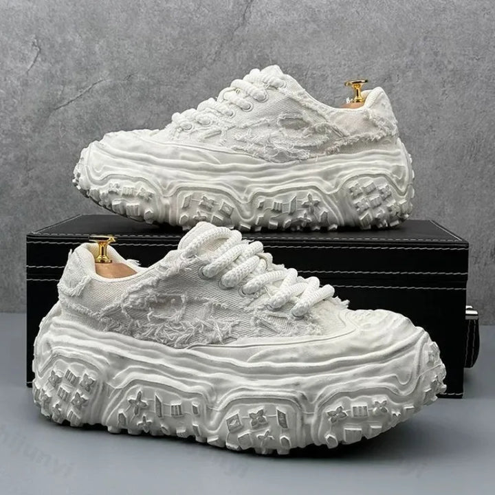 Lace-Up Vulcanized Chunky Canvas Sneakers