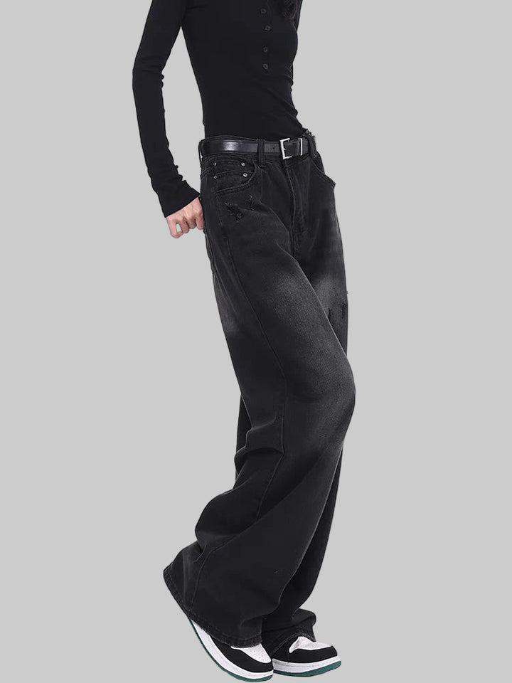Street Style High Waist Wide-leg Jeans