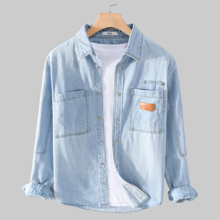 Vintage Long Sleeve Slim Fit Denim Shirt