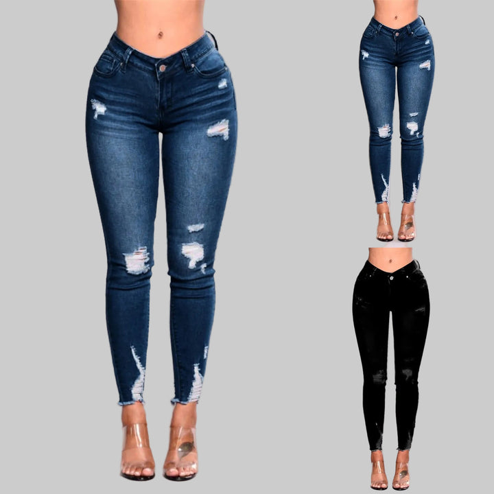 High-Waisted Ripped Skinny Jeans
