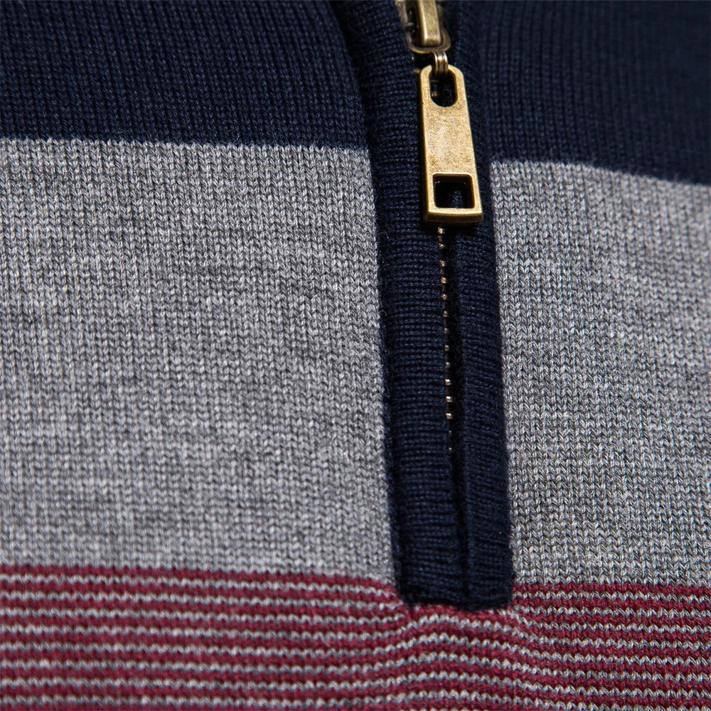 Cotton Mock Neck Quarter-Zip Sweater