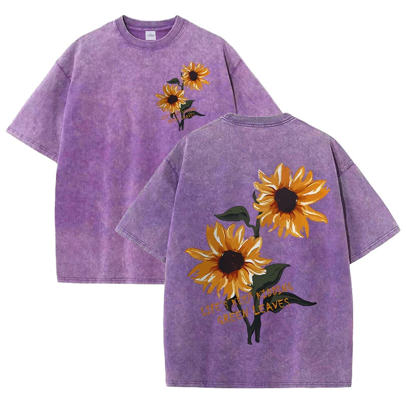 Lift Is Good Soft Cotton Sunflower Print T-Shirt