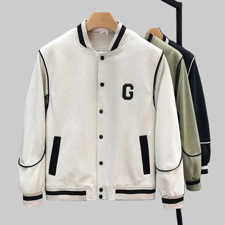 American Trendy Color Block Baseball Jacket