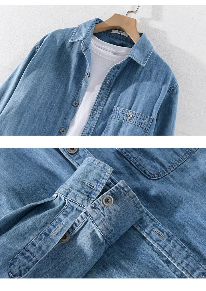 Casual Long Sleeve Thin Denim Shirt