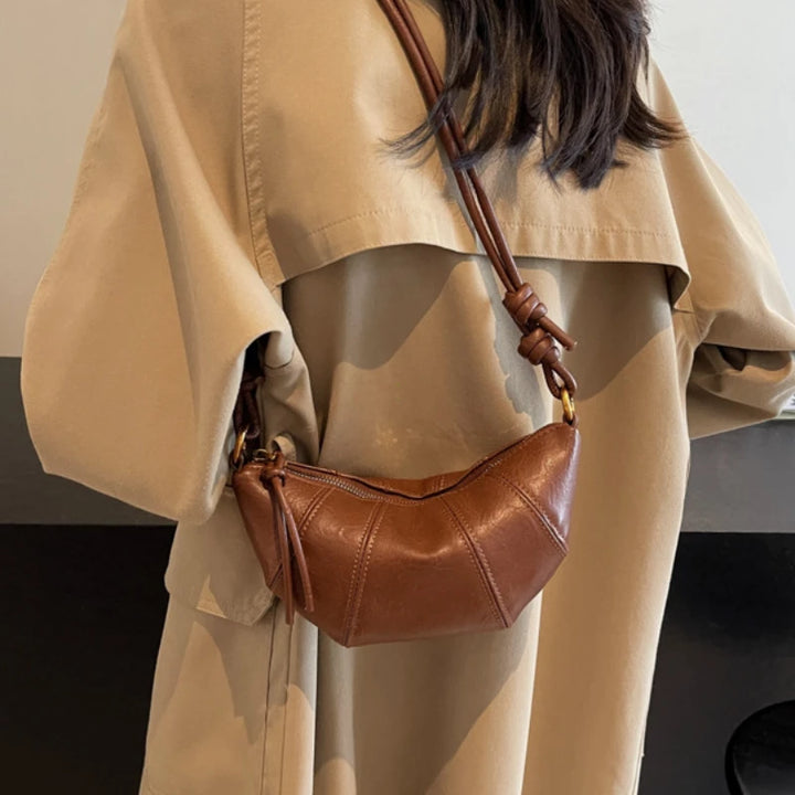 Retro Trend Solid Color Splicing Leather Shoulder Bag