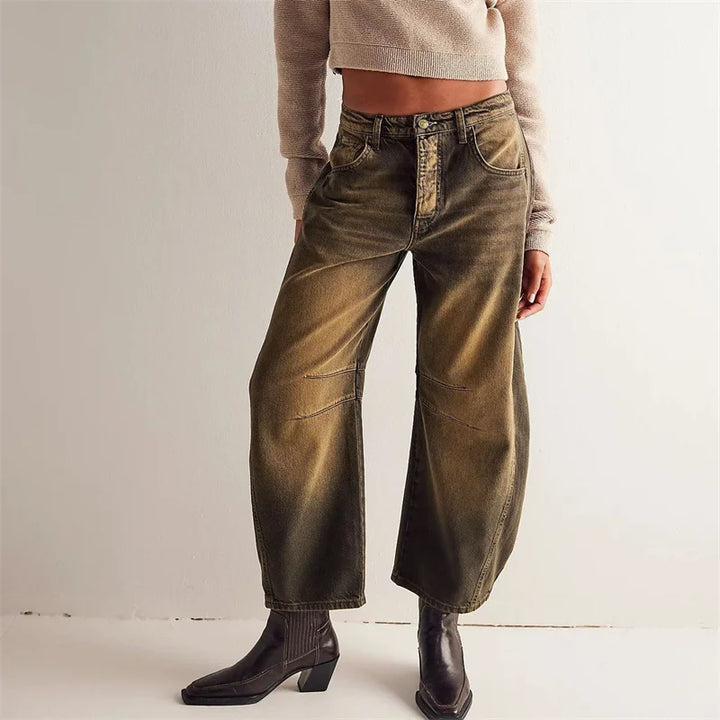 American Style Knee Splicing Denim Jeans