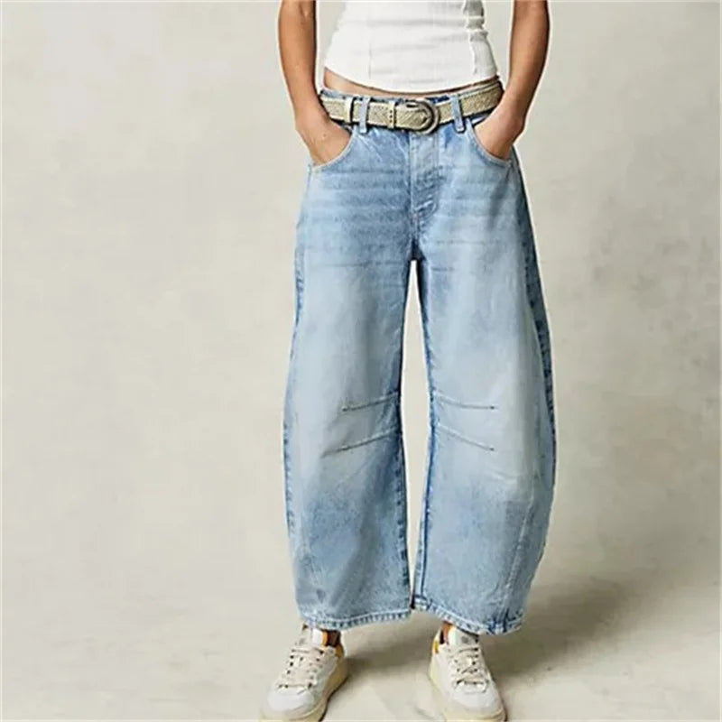 American Style Knee Splicing Denim Jeans