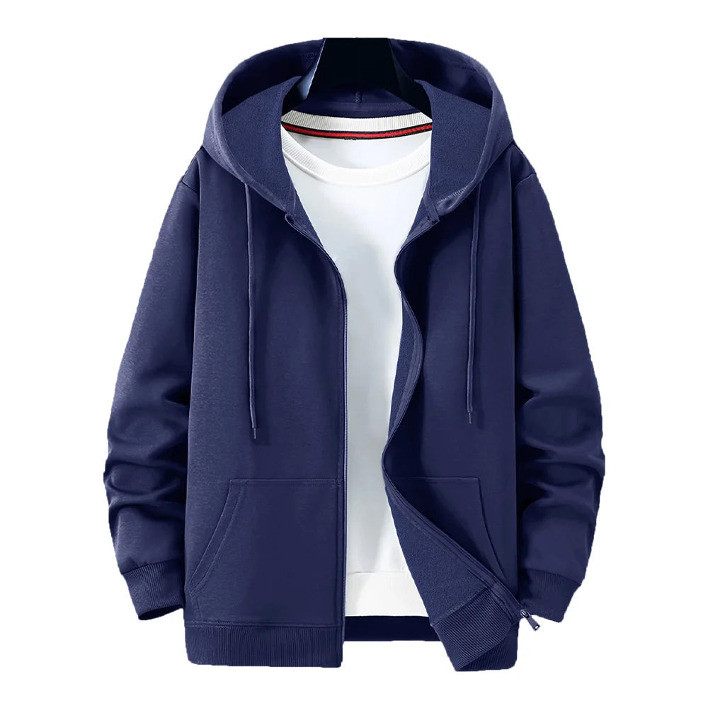 Casual Solid Color Zipper Sports Hooded Jacket
