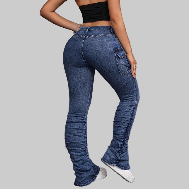 High-Waisted Elastic Jeans Hip-Lifting Denim Pants