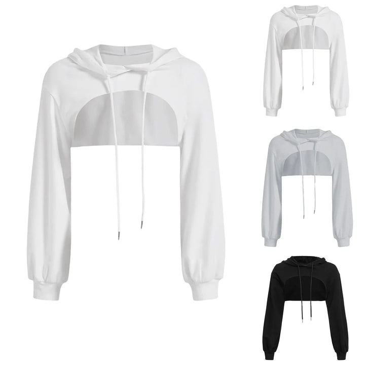 Irregular Cropped Long Sleeve Hoodie