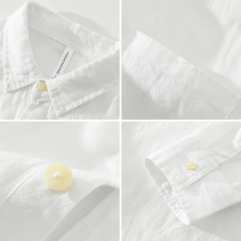 Linen Long Sleeve Pullover Shirt
