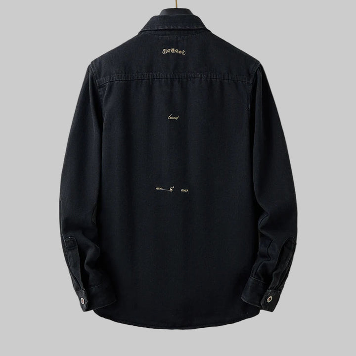 Vintage Denim Turn-Down Collar Bomber Jacket