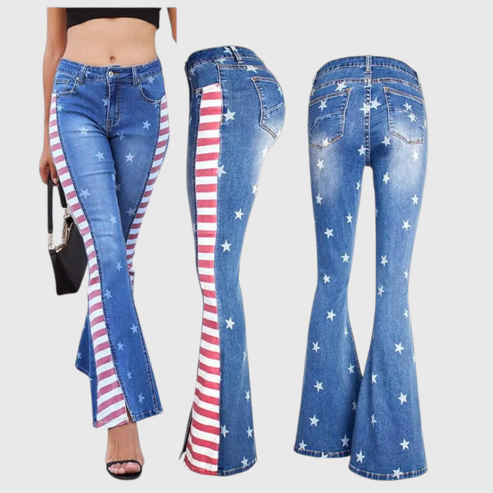 Flared Jeans with Embroidery
