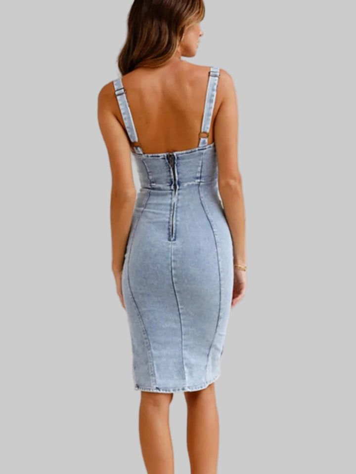 Summer U-Neck Retro Halter Denim Dress