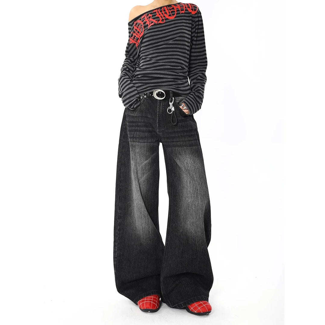 Retro Black Wide Leg Jeans