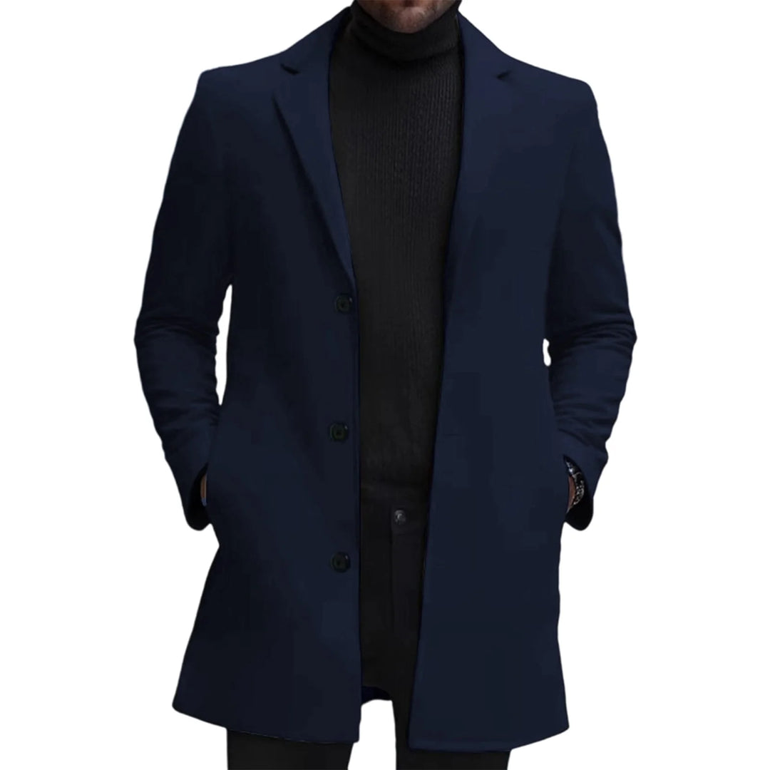 Notched Lapel Single Button Wool Blend Pea Coat