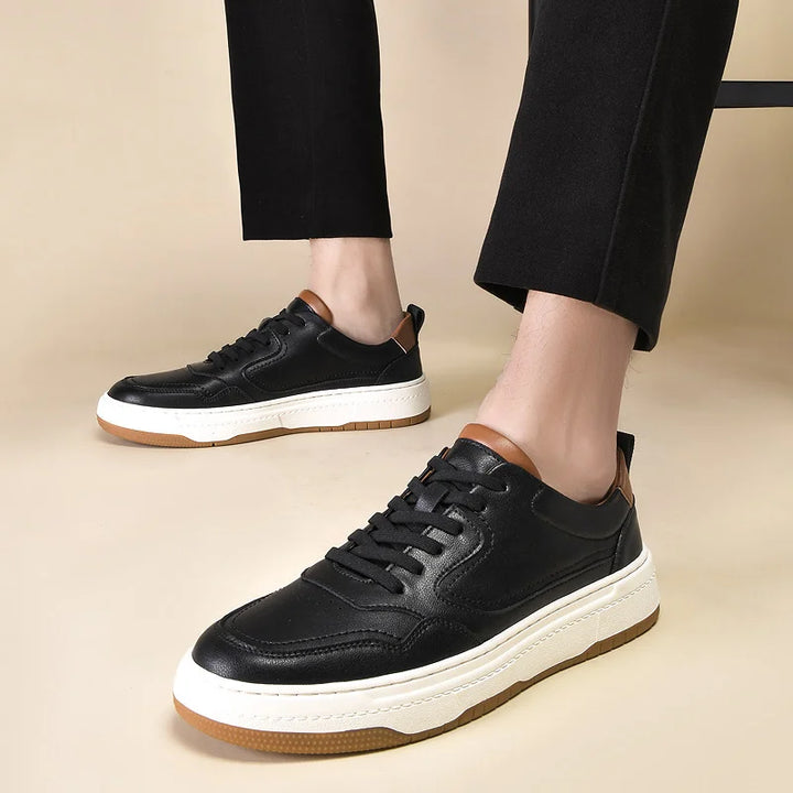 Breathable Lightweight Leather Panel Sneakers
