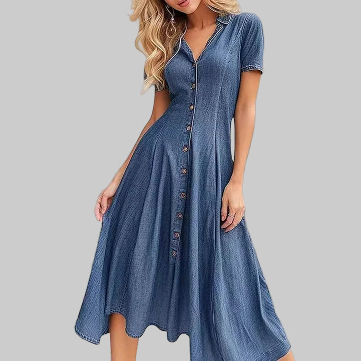 Loose Denim Button-Up Dress