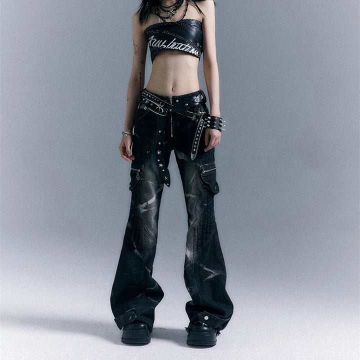 American Gothic flared grunge jeans