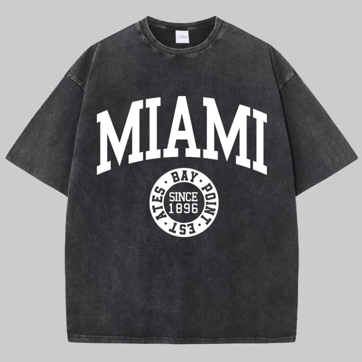 Miami Print Unisex Washed Cotton T-Shirt