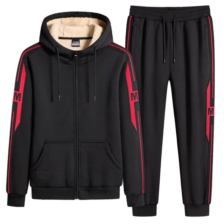 Lamb Cashmere Hooded Zipper Tracksuit