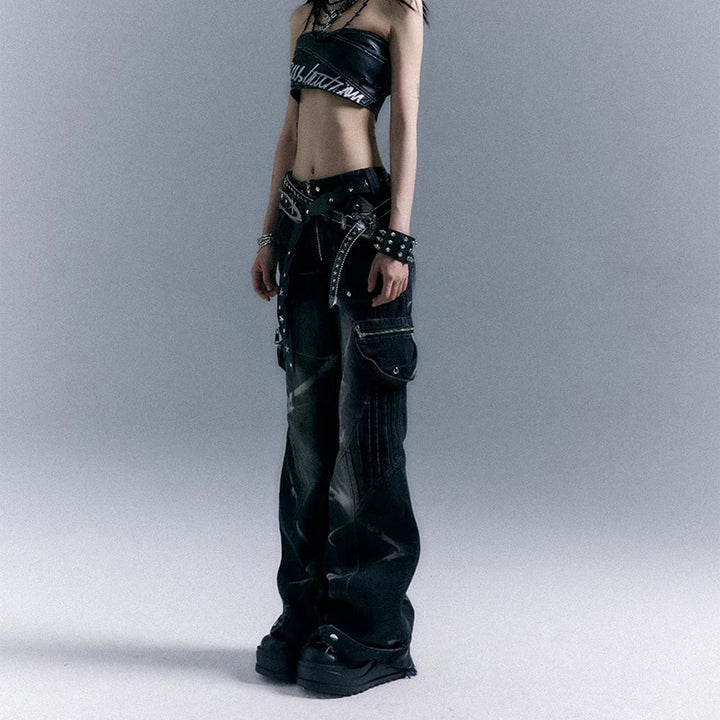 American Gothic flared grunge jeans