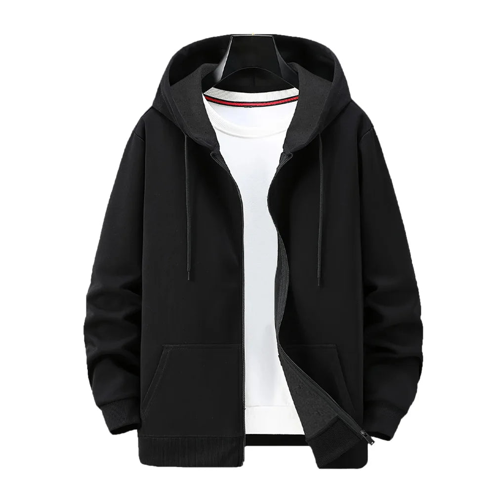 Casual Solid Color Zipper Sports Hooded Jacket