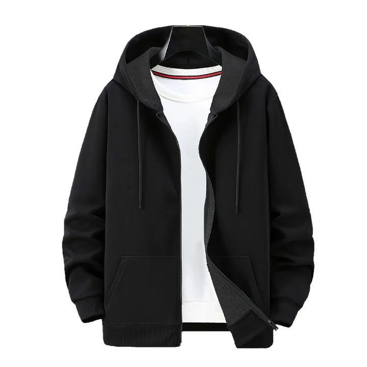 Casual Solid Color Zipper Sports Hooded Jacket