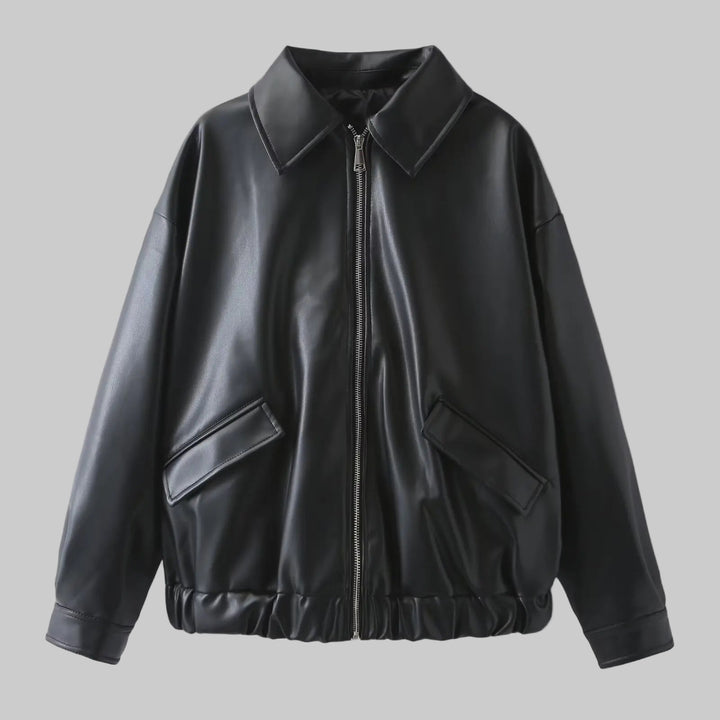 Versatile Loose Faux Leather Jacket