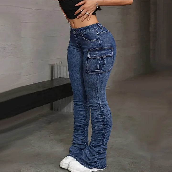 High-Waisted Elastic Jeans Hip-Lifting Denim Pants